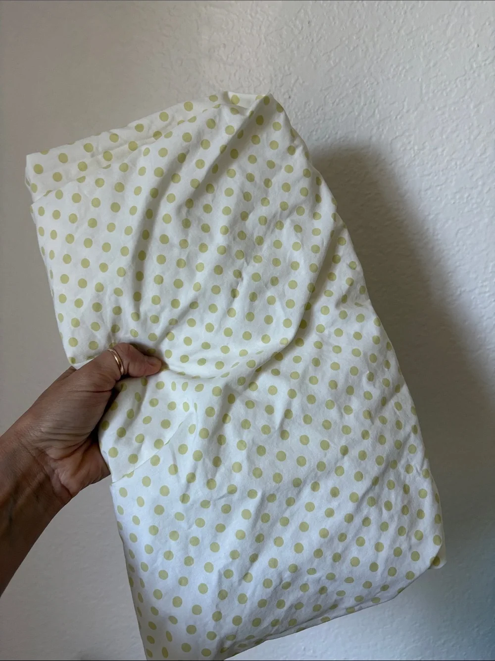 Pottery Barn Kids Green & White Cotton Polka Dot Crib Sheets